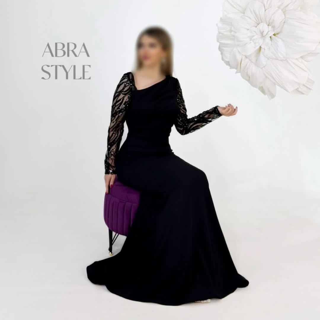 پیراهن ماکسی پوشیده آستین تور