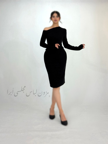 پیراهن مجلسی میدی آستین دار لمه