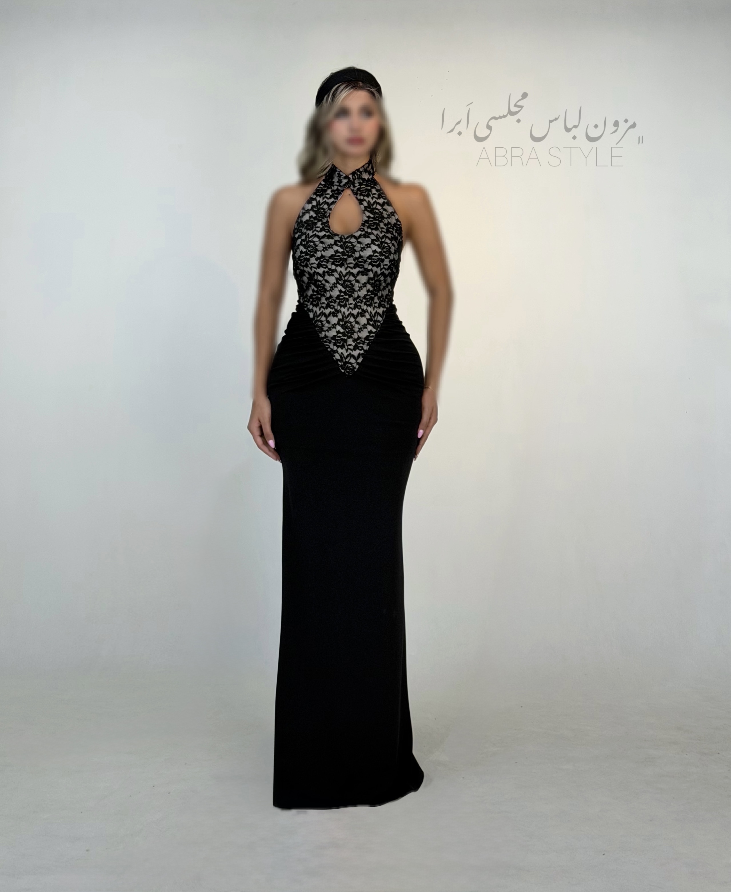 پیراهن مجلسی ماکسی دورگردنی دانتل